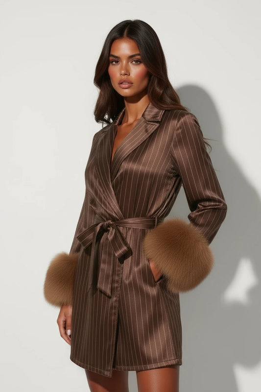 The Brown Pinstripe Robe