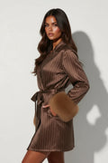 The Brown Pinstripe Robe